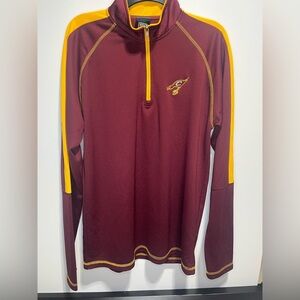 Cleveland Cavs NBA Basketball Burgundy Wine and Gold Quarter-Zip Pullover